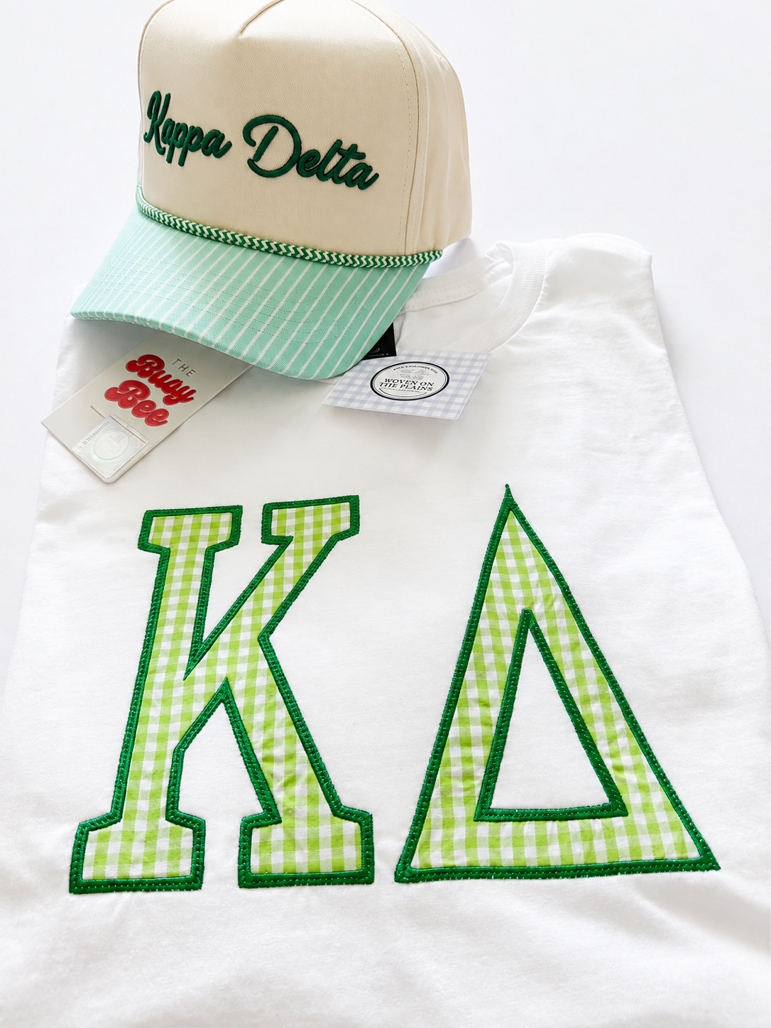 Officially Licensed Kappa Delta Green Gingham Appliqué T-Shirt