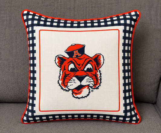 AUBURN GINGHAM MASCOT PILLOW