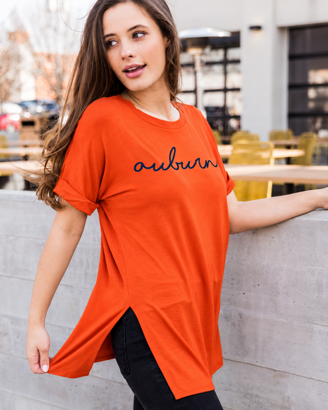 Auburn Pride Script Side Slit Tee