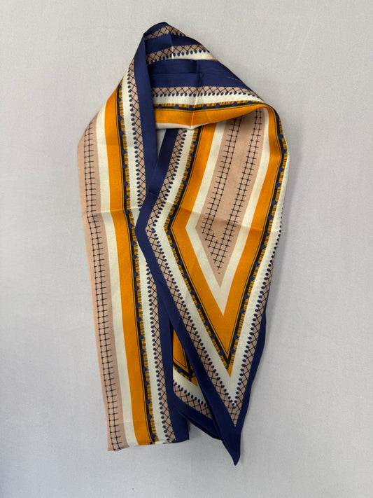 Navy/Orang Skinny Scarf