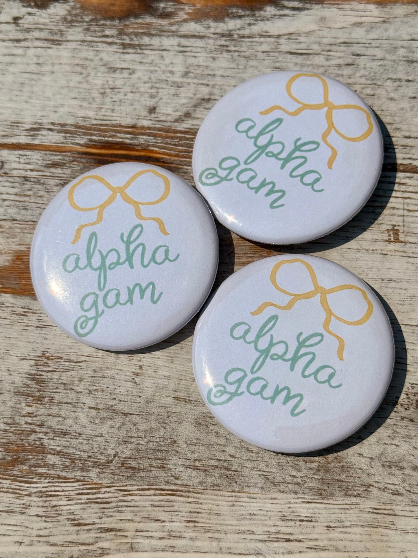 Alpha Gamma Delta Greek Bow Button - 2.25 inch