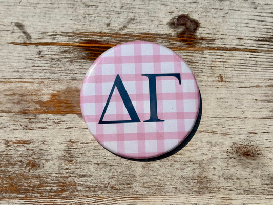 Delta Gamma Gingham Greek Button - 3.00 inch