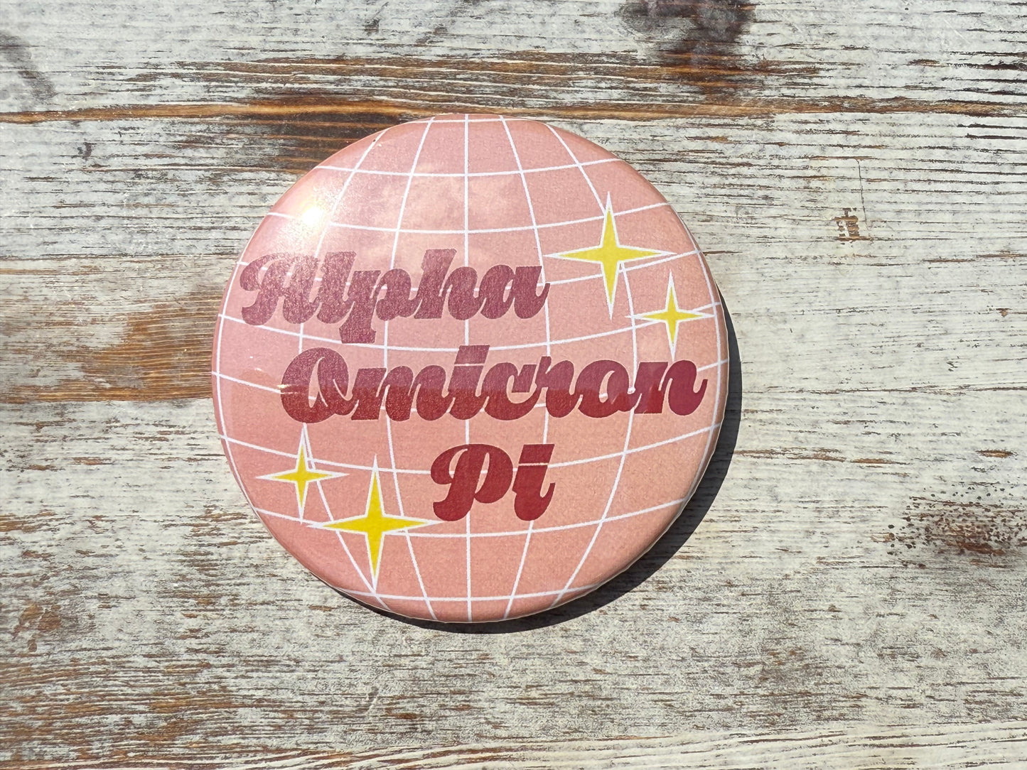 Alpha Omicron Pi Greek Disco Button 3.00 inch