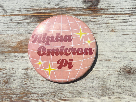 Alpha Omicron Pi Greek Disco Button 3.00 inch
