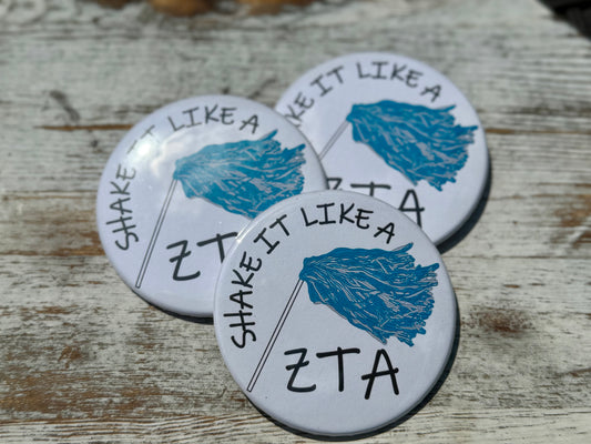 Zeta Tau Alpha Greek Shaker Button - 3.00 inch