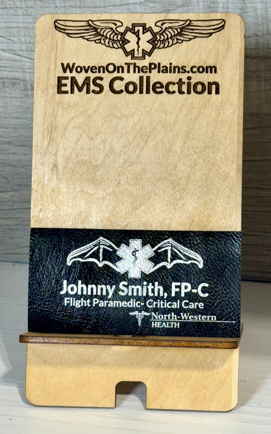 Custom Engraved Wooden Display Stand - EMS Swag - Gifts - Office Decor