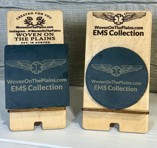 Custom Engraved Black Slate Coasters - EMS Swag - Gifts - Office Decor