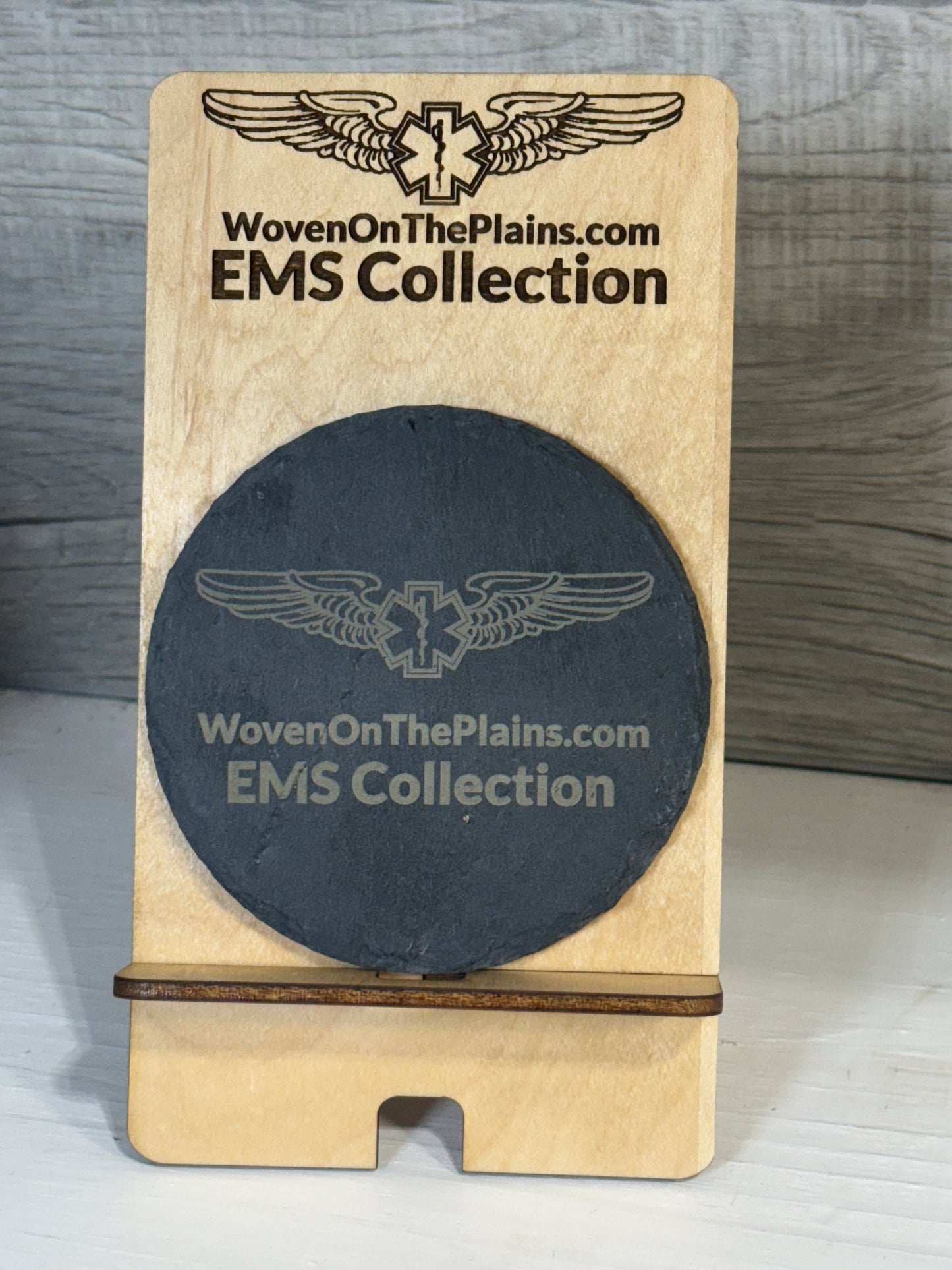 Custom Engraved Black Slate Coasters - EMS Swag - Gifts - Office Decor