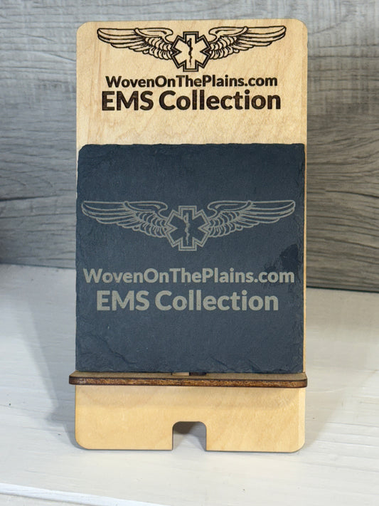 Custom Engraved Black Slate Coasters - EMS Swag - Gifts - Office Decor