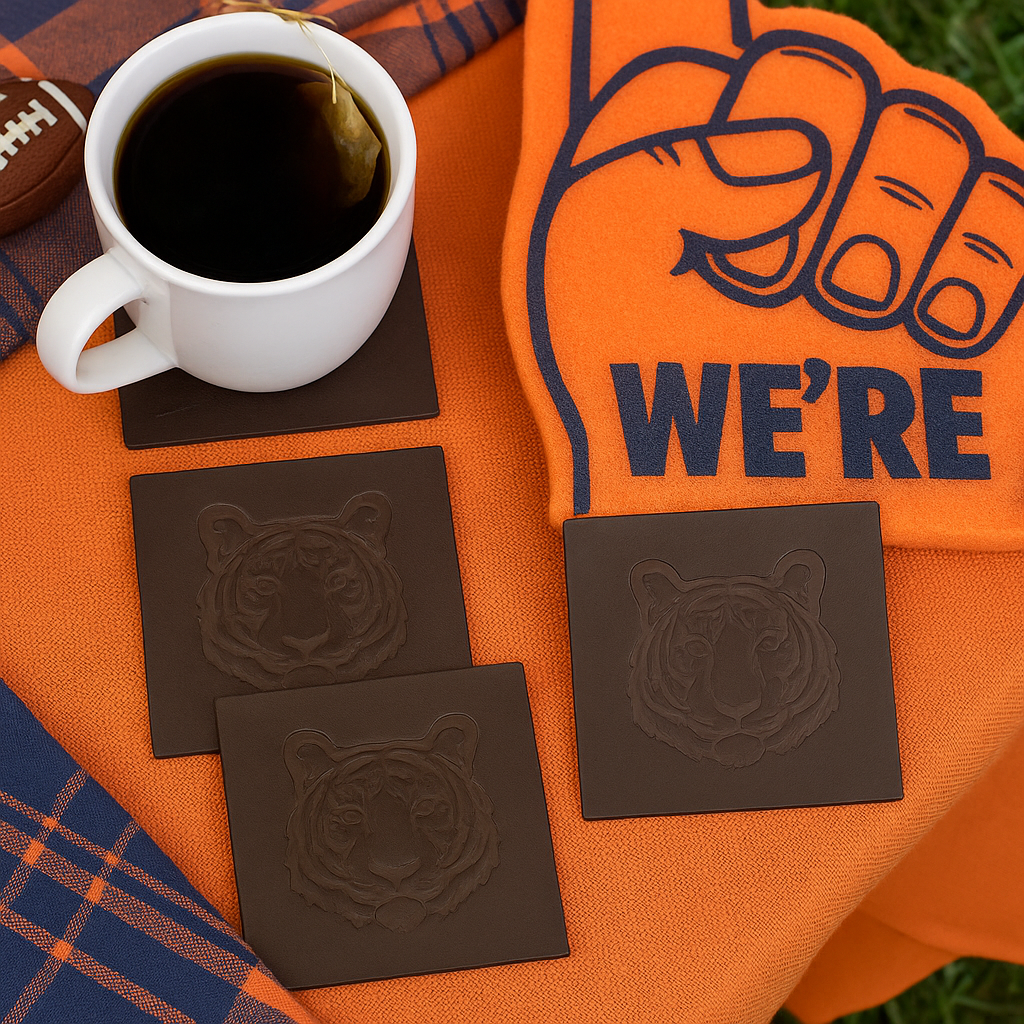 Tiger Leather Embossed Coasters