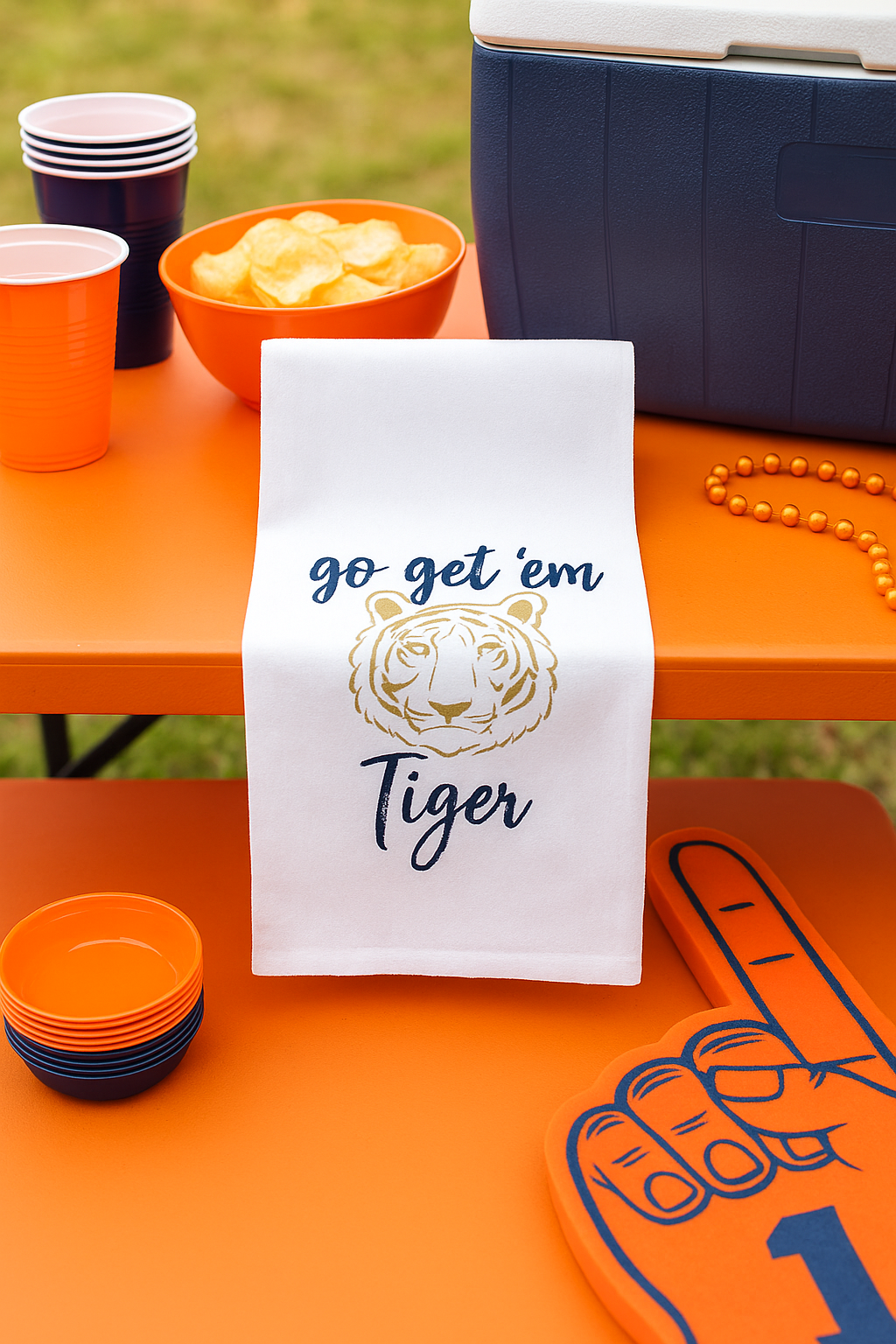 Go Get 'em Tiger Flour Sack Hand Towel   White/Black/Gold   20x28