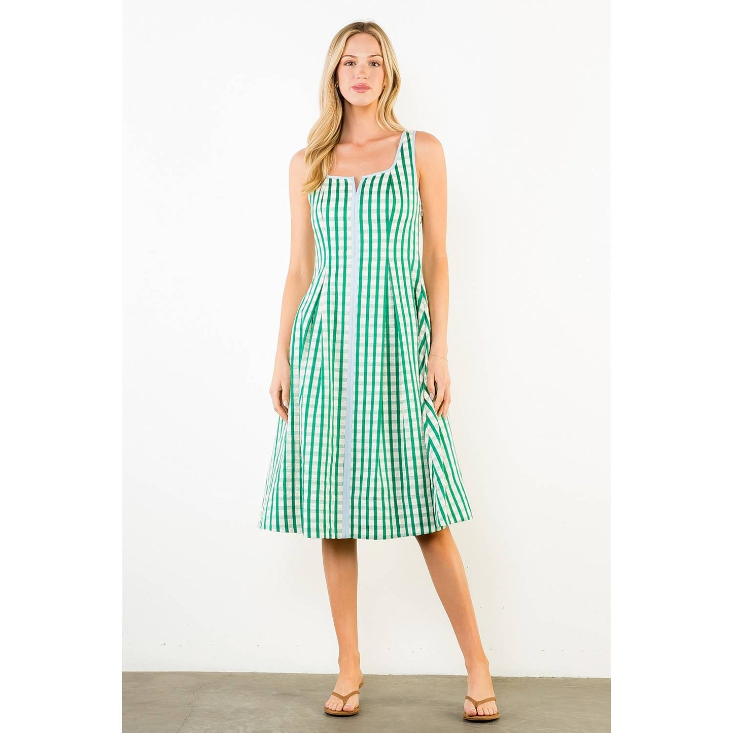 Thin Strap Gingham Pattern Dress