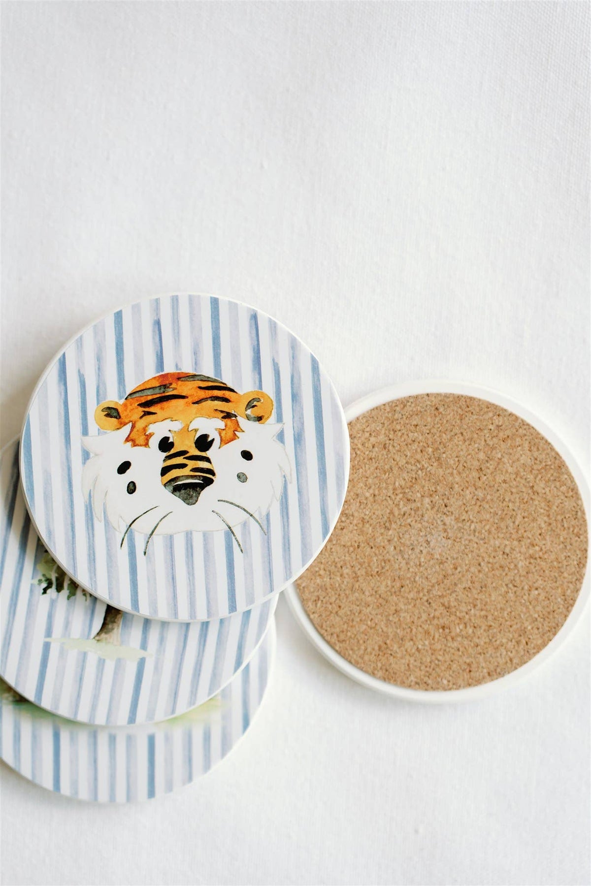 Ceramic Auburn Striped Coasters by Gracefully Made Art