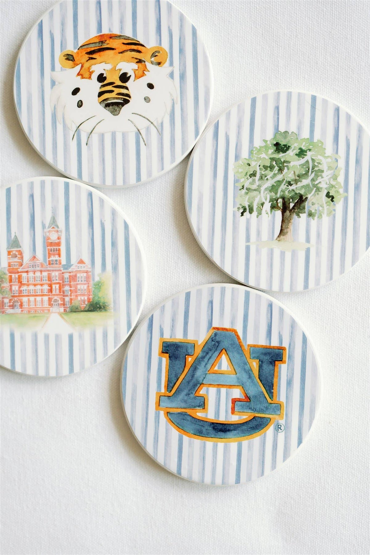Ceramic Auburn Striped Coasters by Gracefully Made Art