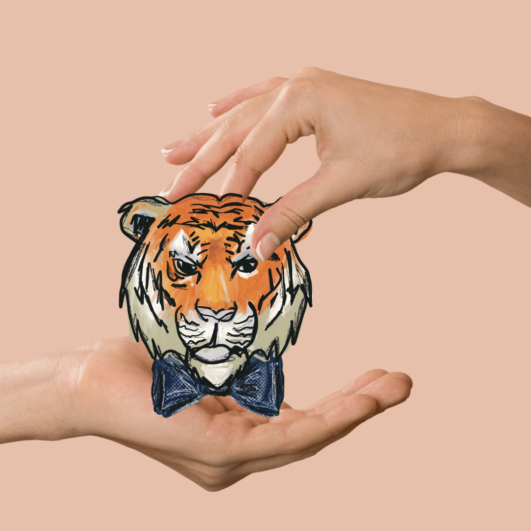 Tiger Wearing a Bow Tie  - 3” Vinyl Sticker Glossy