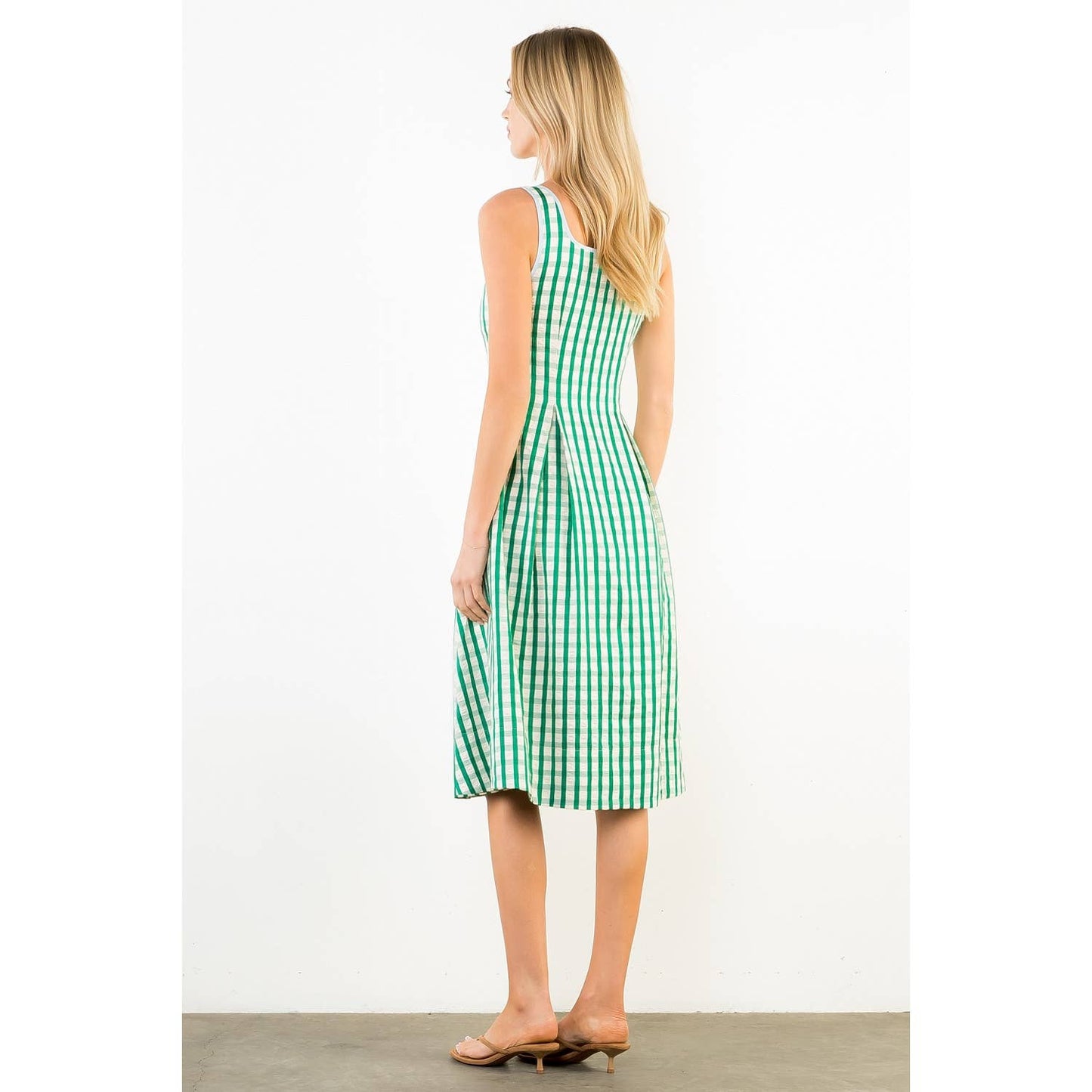 Thin Strap Gingham Pattern Dress