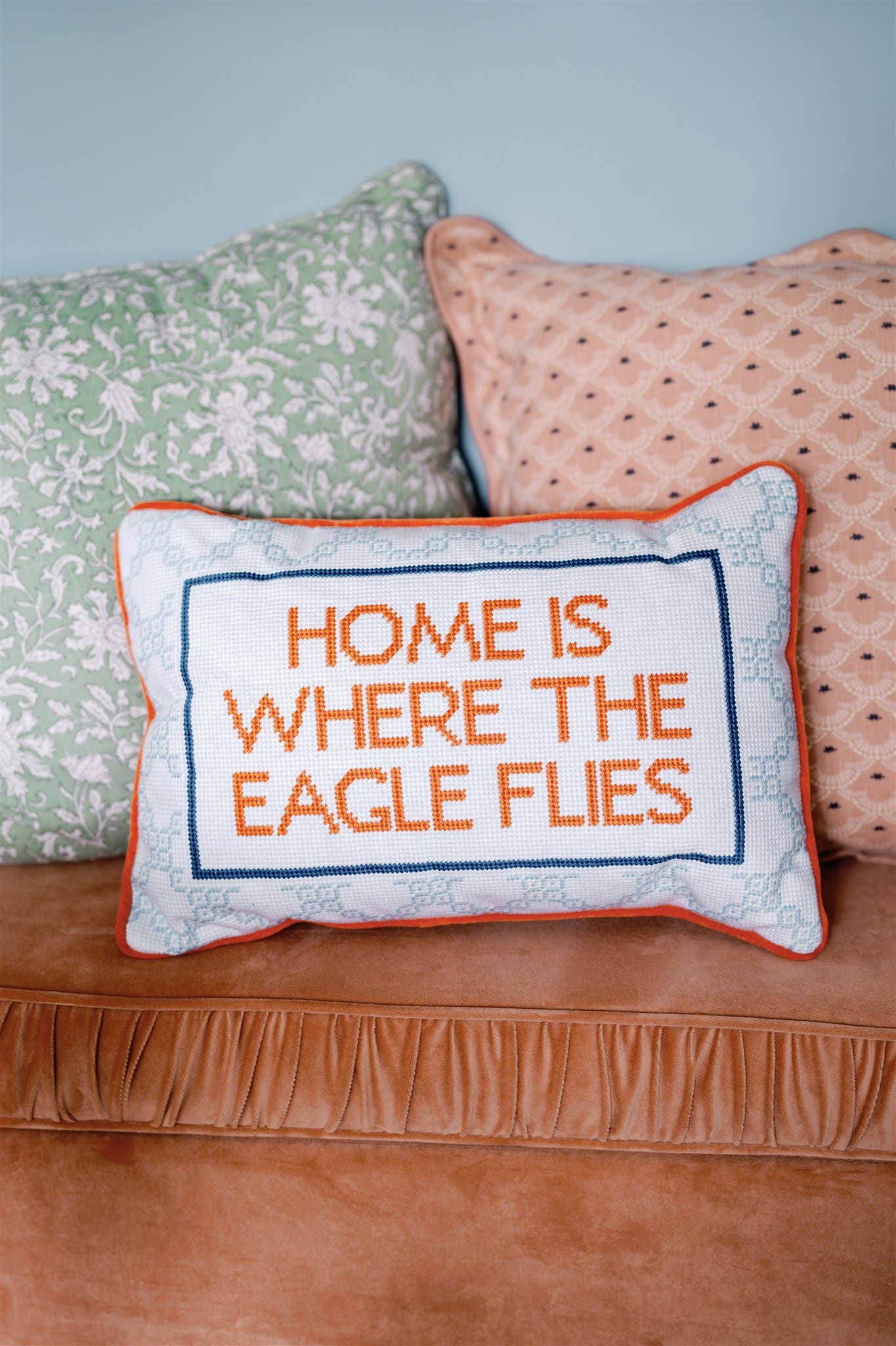 Gracefully Made Art Home Is Where the Eagle Flies Needlepoint Pillow | Auburn University Licensed