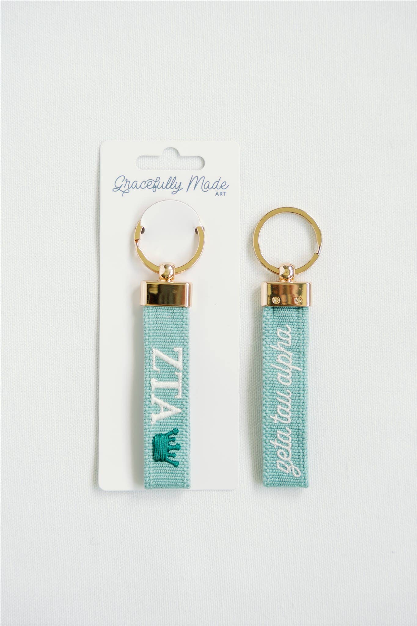 Zeta Tau Alpha Embroidered Keychain, Sorority