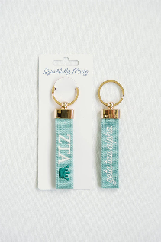 Zeta Tau Alpha Embroidered Keychain, Sorority