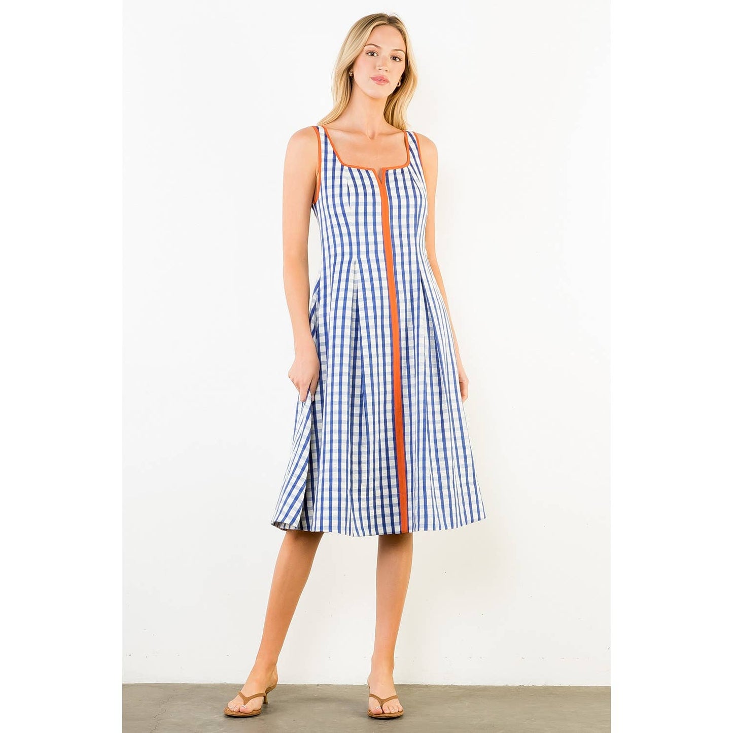 Thin Strap Gingham Pattern Dress
