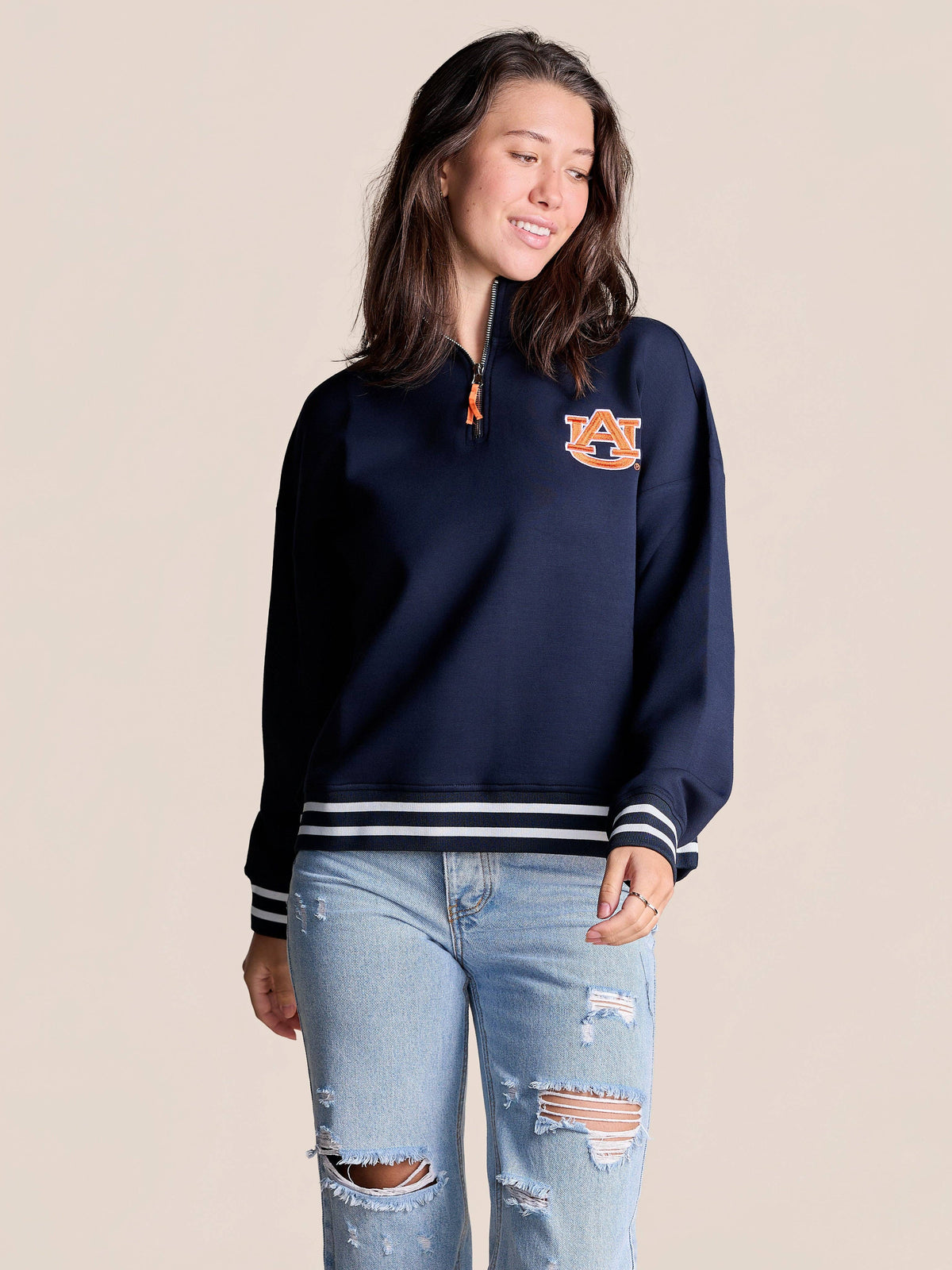Stewart Simmons Auburn Quarter-Zip Pullover | Collegiate Game Day Style