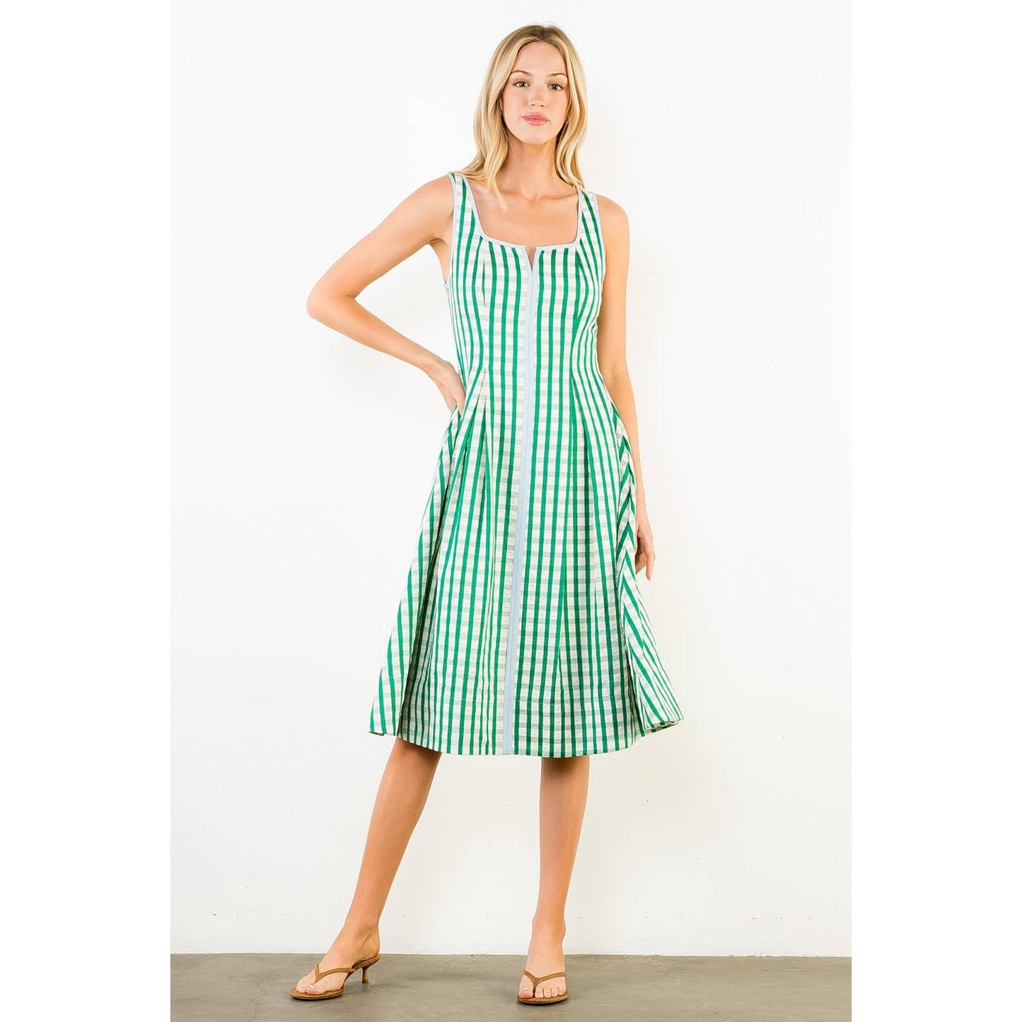 Thin Strap Gingham Pattern Dress