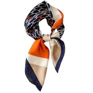 Navy Orange Large Scarf